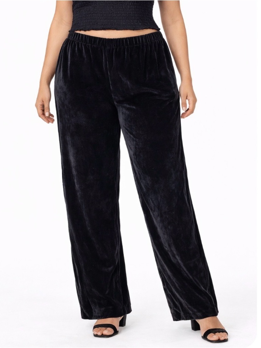 J. Crew Pull-on easy pants in velvet/velour sz 8 black Poll on elastic waist